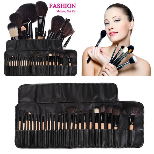 32 PCS Pincel De Maquiagem Make up Brushes Profissional of Makeup Brush Set + Black Leather Bag