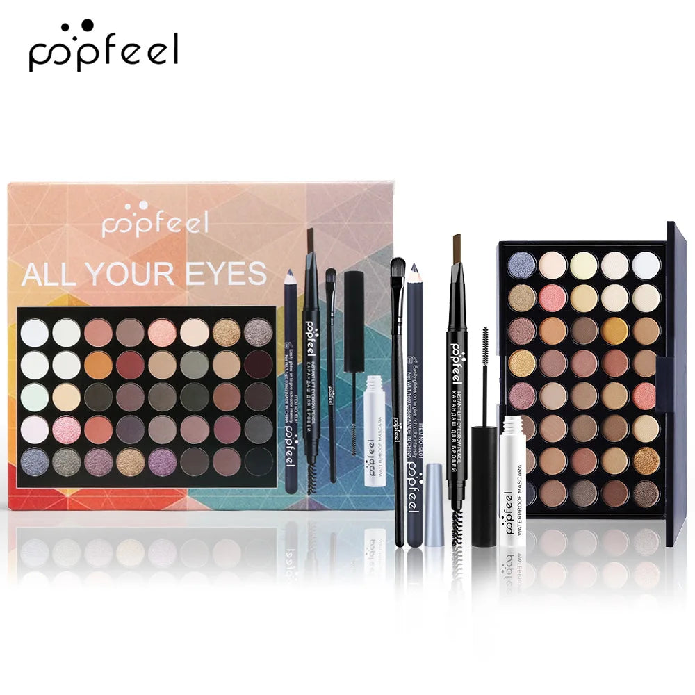 Makeup Kit for Eye Women Cosmetics Set Travel Eyeshadow Eyebrow Pencil Eyeliner Mascara Makeup Brush Eye Korean Beauty Full Kit