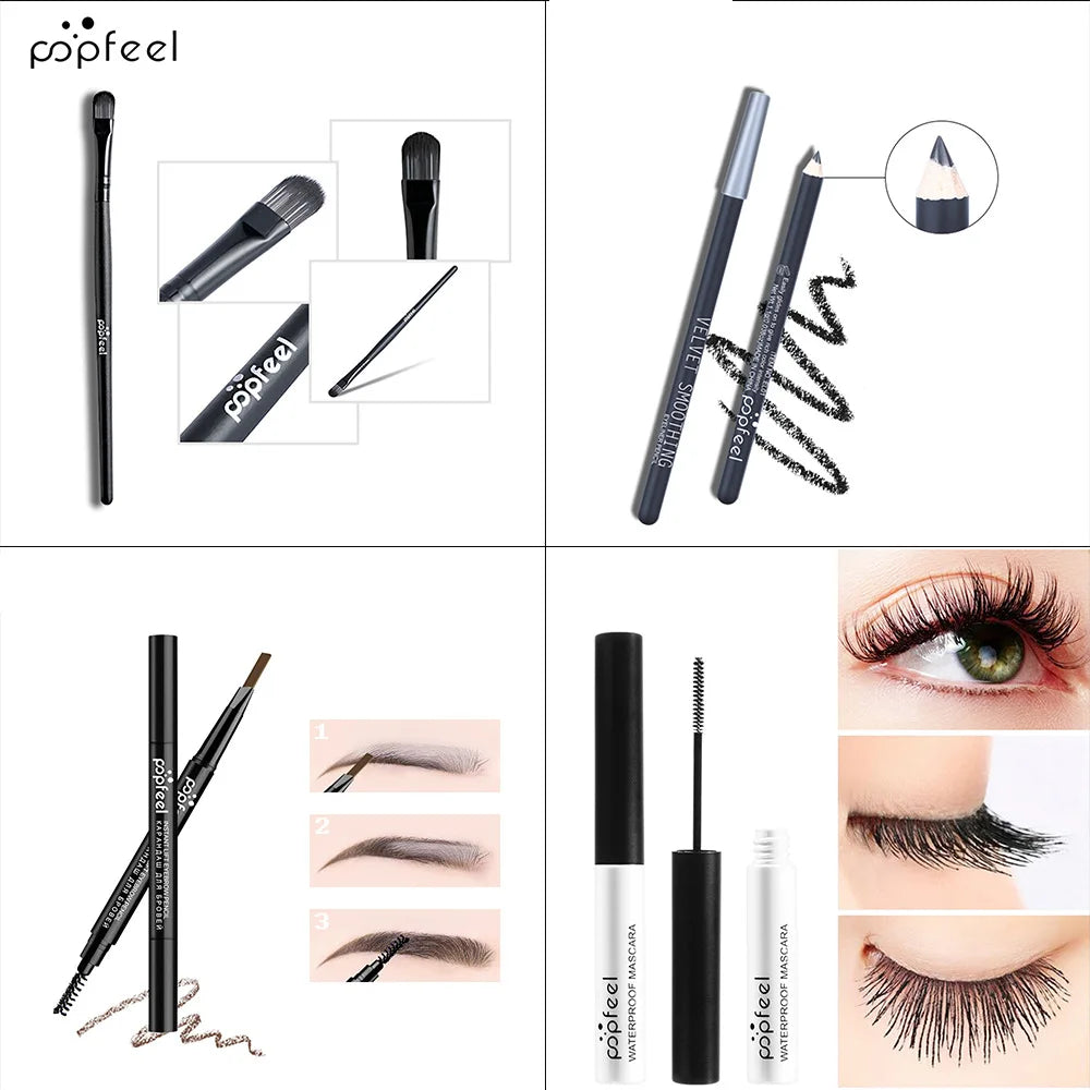 Makeup Kit for Eye Women Cosmetics Set Travel Eyeshadow Eyebrow Pencil Eyeliner Mascara Makeup Brush Eye Korean Beauty Full Kit