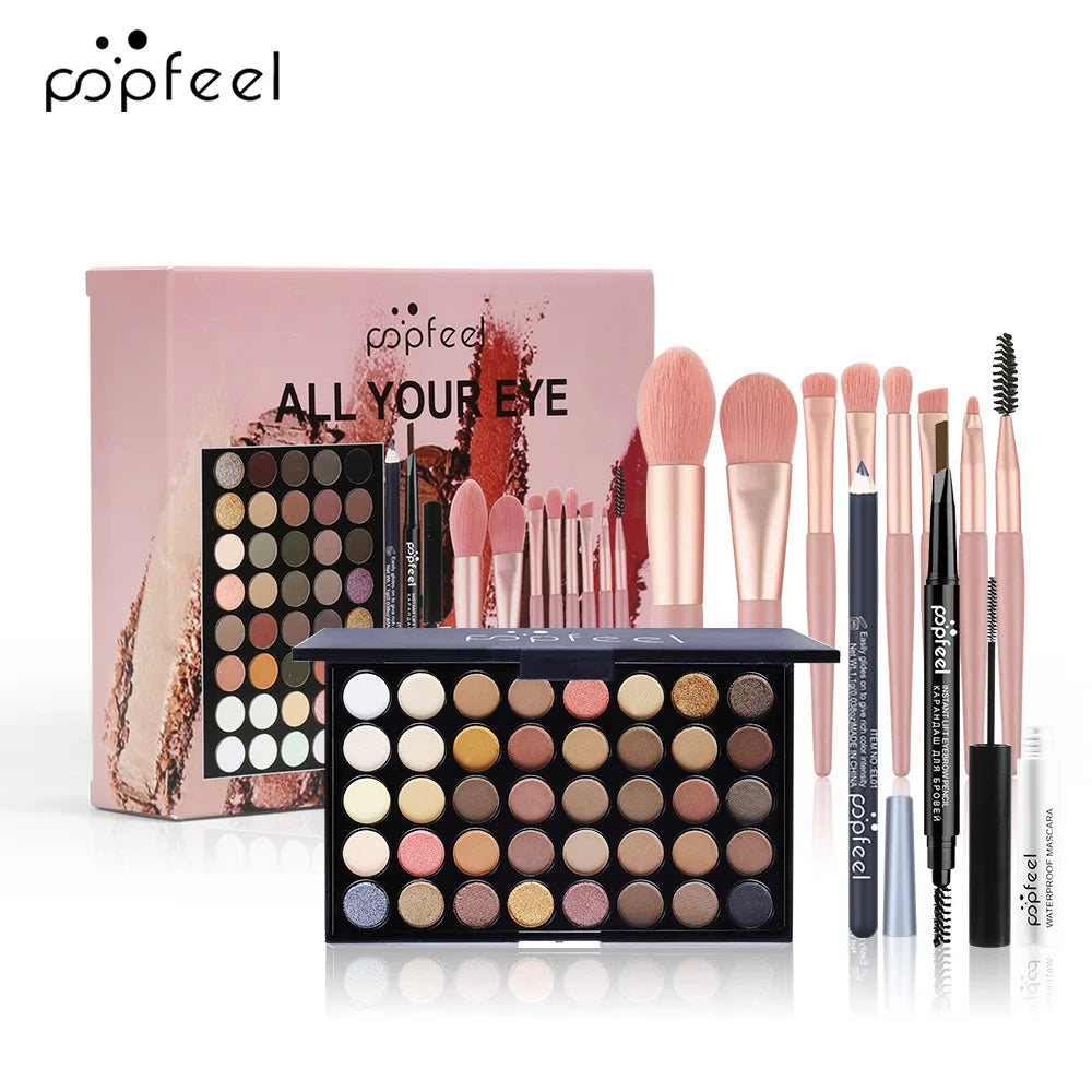 Makeup Kit for Eye Women Cosmetics Set Travel Eyeshadow Eyebrow Pencil Eyeliner Mascara Makeup Brush Eye Korean Beauty Full Kit