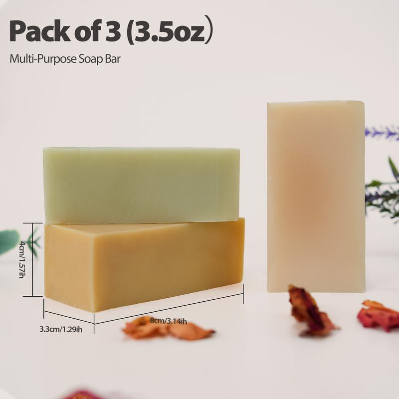 MAYJAM 3.50Z Handmade Natural Soap Bar Set, Tea Tree, Lemongrass, Chamomile, Shea Butter Bath Soap for Moisturizing, Soothing, Cleansing for All Skin