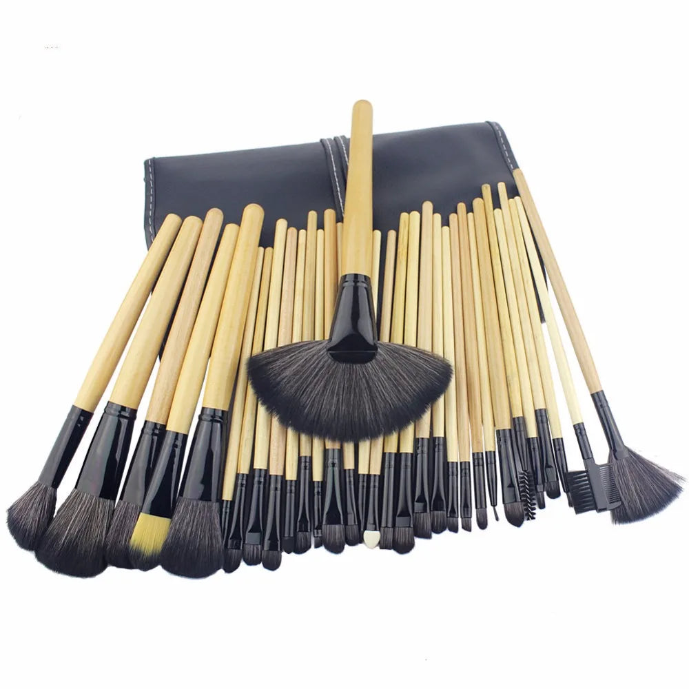 32 PCS Pincel De Maquiagem Make up Brushes Profissional of Makeup Brush Set + Black Leather Bag