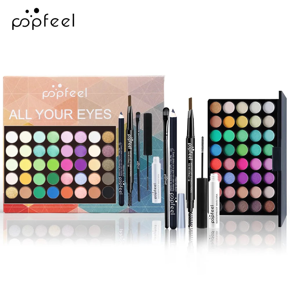 Makeup Kit for Eye Women Cosmetics Set Travel Eyeshadow Eyebrow Pencil Eyeliner Mascara Makeup Brush Eye Korean Beauty Full Kit