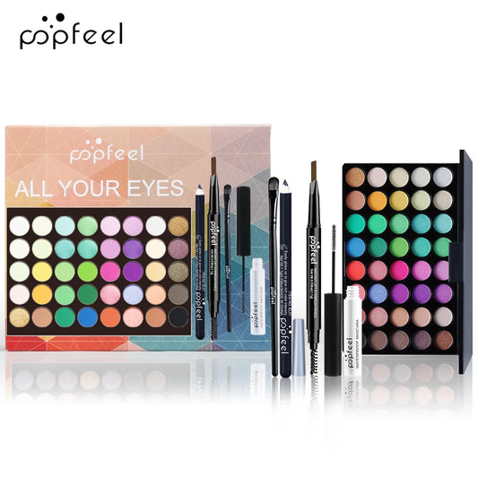 Makeup Kit for Eye Women Cosmetics Set Travel Eyeshadow Eyebrow Pencil Eyeliner Mascara Makeup Brush Eye Korean Beauty Full Kit
