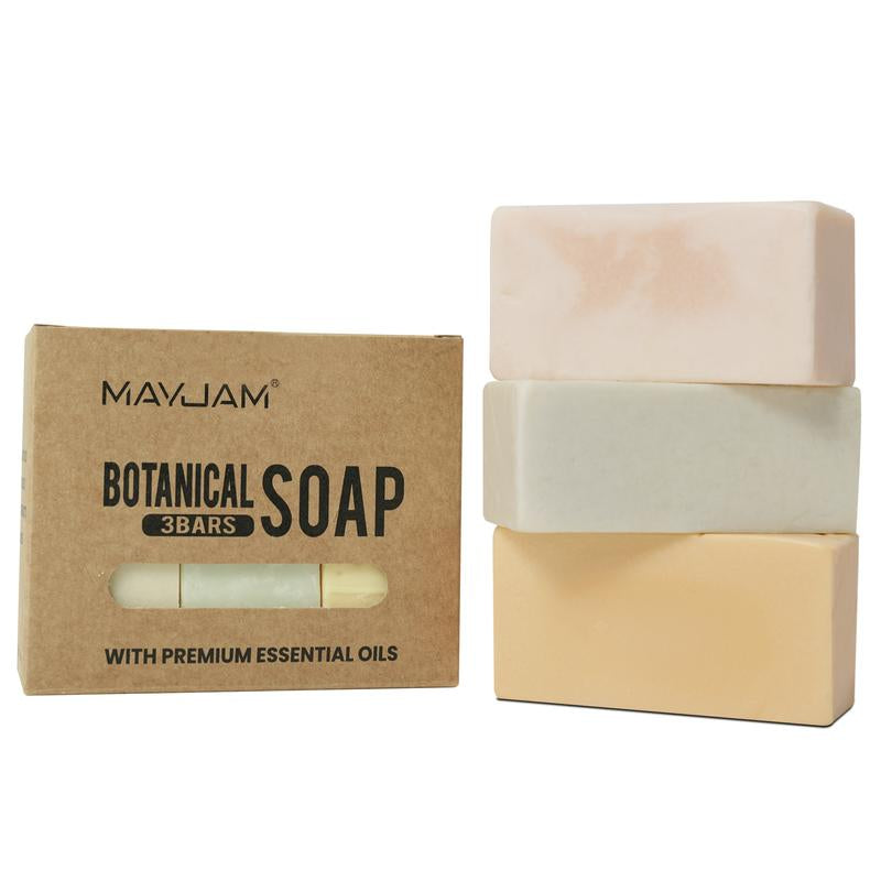 MAYJAM 3.50Z Handmade Natural Soap Bar Set, Tea Tree, Lemongrass, Chamomile, Shea Butter Bath Soap for Moisturizing, Soothing, Cleansing for All Skin