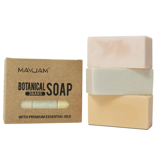 MAYJAM 3.50Z Handmade Natural Soap Bar Set, Tea Tree, Lemongrass, Chamomile, Shea Butter Bath Soap for Moisturizing, Soothing, Cleansing for All Skin